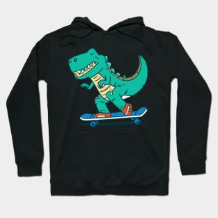 Dinosaur skateboarding cartoon design Hoodie